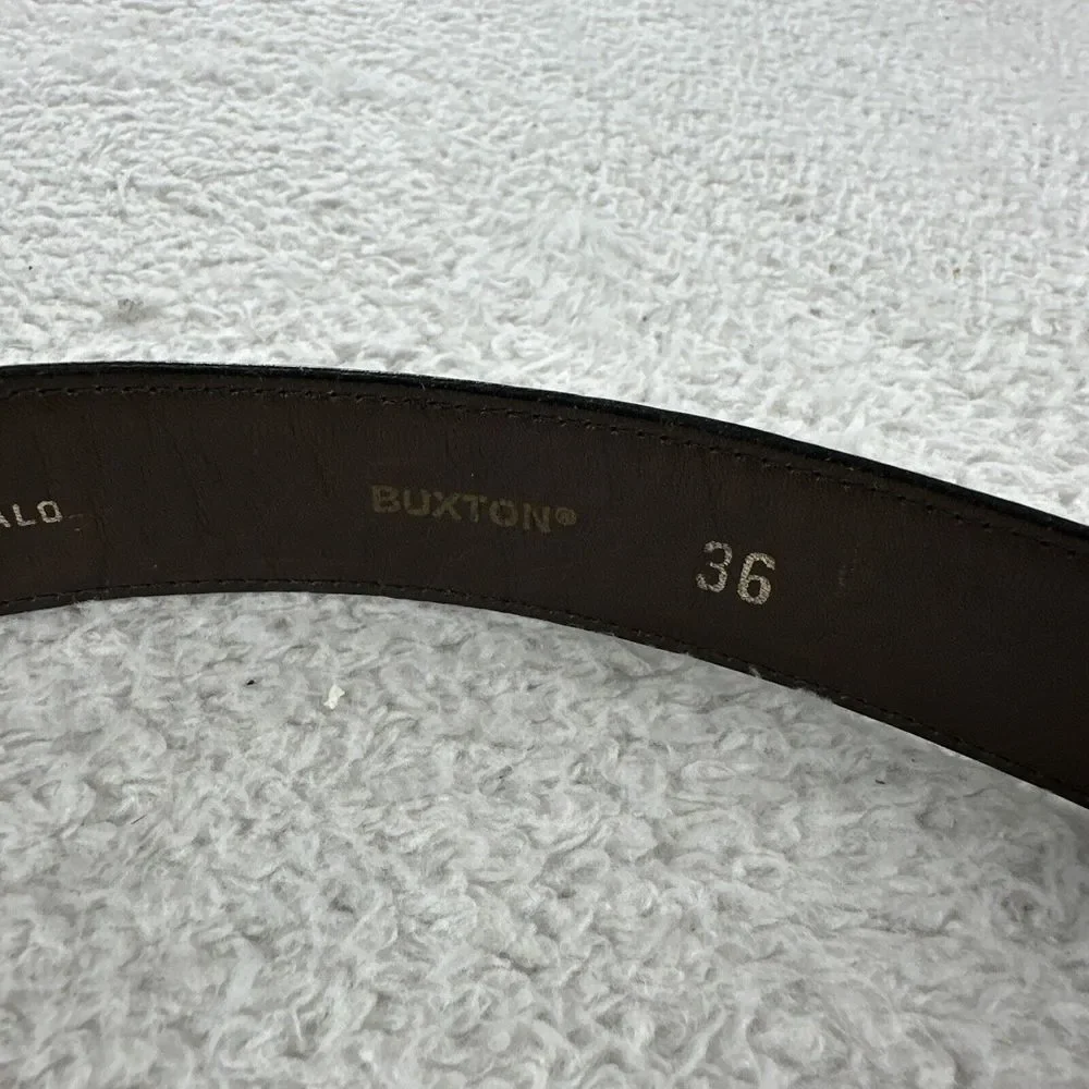 Buxton Genuine‎ Leather Textured Belt Men 36 Brown Imported Rangoon Buffalo 2390